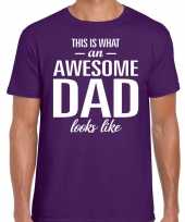 Awesome dad cadeau t-shirt paars heren vaderdag cadeau trend