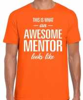 Awesome mentor cadeau t-shirt oranje voor heren trend
