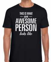 Awesome person tekst t-shirt zwart heren trend