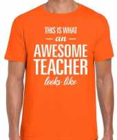 Awesome teacher cadeau meesterdag t-shirt oranje heren trend