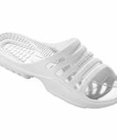 Bad sauna slippers met voetbed wit dames trend