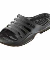 Bad sauna slippers met voetbed zwart dames trend