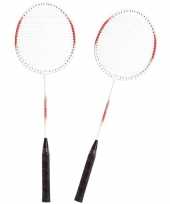 Badminton set rood wit met 2 shuttles en opbergtas trend