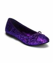 Balerina schoenen kleur paars met glitters trend