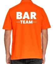 Bar team personeel tekst polo shirt oranje voor heren trend