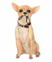 Beeldje chihuahua hond met riem 18 cm trend
