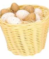 Beige easter basket with plastic quail eggs 14cm trend