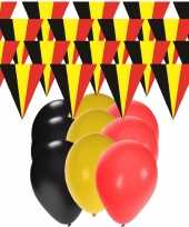 Belgie supporter versiering slingers 20 meter en 60x ballonnen trend