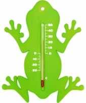 Binnen buiten thermometer groene kikker 15 cm trend