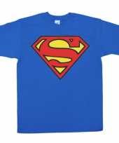 Blauw heren t-shirt superman logo trend