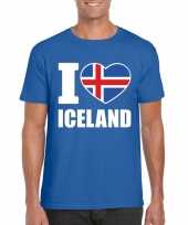 Blauw i love ijsland fan shirt heren trend
