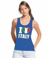 Blauw i love italie fan singlet-shirt tanktop dames trend
