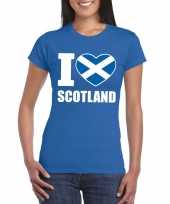 Blauw i love schotland fan shirt dames trend