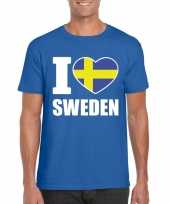 Blauw i love zweden fan shirt heren trend