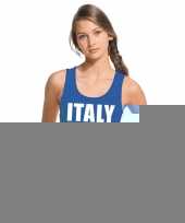 Blauw italie supporter singlet-shirt tanktop dames trend