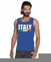 Blauw italie supporter singlet-shirt tanktop heren trend