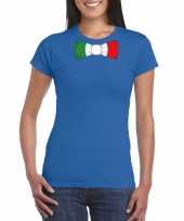 Blauw t-shirt met italie vlag strikje dames trend