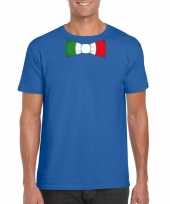 Blauw t-shirt met italie vlag strikje heren trend