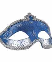Blauw zilver oogmasker met glitters voor dames trend