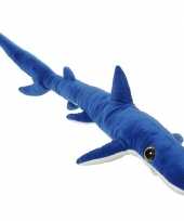 Blauwe haaien speelgoed artikelen blauwe haai knuffelbeest gestreept 110 cm trend