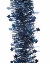 Blauwe kerstversiering folie slinger met ster 270 cm trend