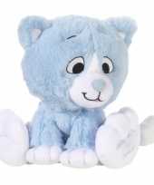 Blauwe knuffel kat poes give me a smile 14 cm trend