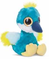 Blauwe kraanvogel knuffel 20 cm met grote ogen trend