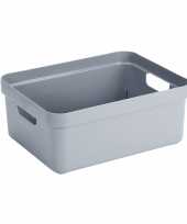 Blauwgrijze opbergboxen opbergmanden 24 liter kunststof trend