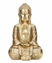 Boeddha beeld goud zittend 30 cm trend 10180003