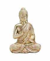 Boeddha beeld goud zittend 30 cm trend