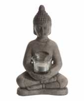 Boeddha beeld windlicht keramiek 27 cm trend