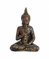 Boeddha beeld zwart goud 28 cm van polystone trend