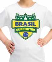 Brazilie brasil schild supporter t-shirt wit voor kinderen trend