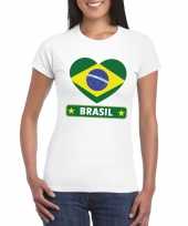 Brazilie hart vlag t-shirt wit dames trend