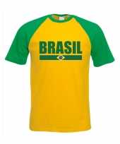 Brazilie supporter baseball t-shirt geel groen voor heren trend