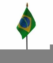 Brazilie tafelvlaggetje 10 x 15 cm met standaard trend