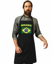 Brazilie vlag barbecueschort keukenschort zwart volwassenen trend