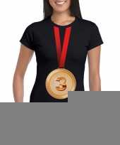 Bronzen medaille kampioen shirt zwart dames trend