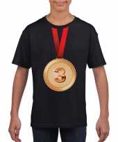 Bronzen medaille kampioen shirt zwart jongens en meisjes trend