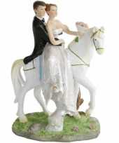 Bruidspaar op paard decoratie 15 cm trend