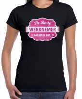 Cadeau t-shirt voor de beste werknemer zwart voor dames trend