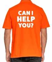 Can i help you beurs evenementen polo shirt oranje voor heren trend