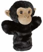 Chimpansee aapjespeelgoed artikelen chimpansee aap handpop knuffelbeest zwart 26 cm trend