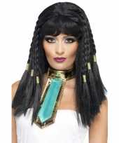 Cleopatra pruik zwart met vlechtjes trend