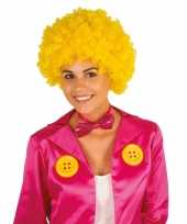 Clownspruik met gele krulletjes verkleed accessoire trend