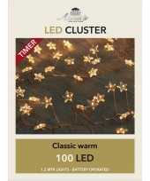 Cluster draadverlichting met timer 100 sterren op batterij wit trend