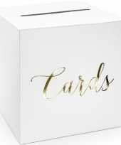 Communie enveloppendoos wit goud cards 24 cm trend