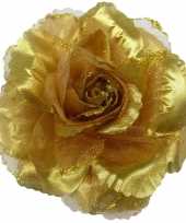 Corsage gouden glitter bloem accessoire 10 cm trend