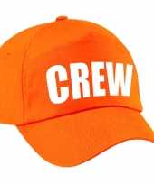 Crew pet cap oranje met witte bedrukking meisjes en jongens trend