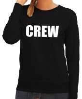 Crew tekst sweater trui zwart voor dames trend